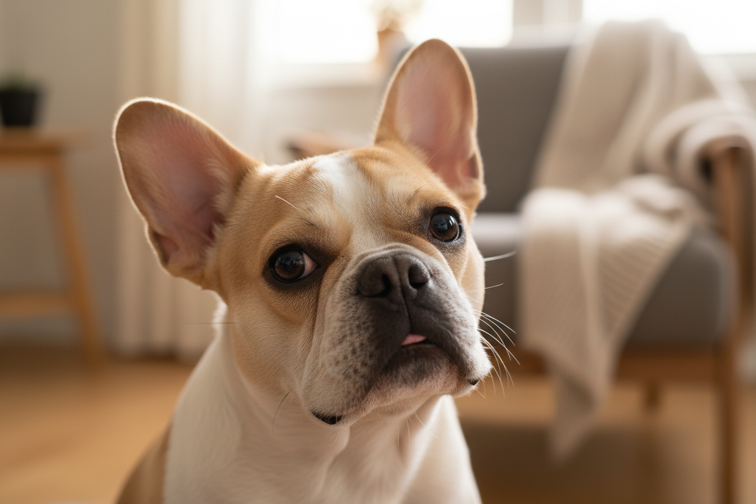 Bouledogue Français avec la tête penchée – article Mr Bouledogue