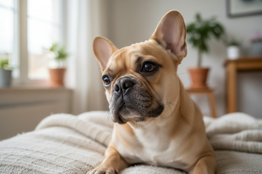 Bouledogue français avec une tête penchée et une bouille adorable