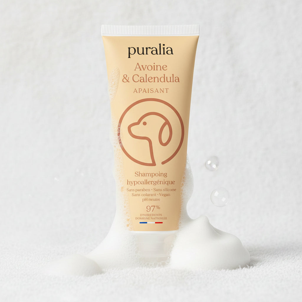 Peau Apaisée, Pelage Doux — Shampoing Hypoallergénique Avoine & Calendula pour Bouledogue Français