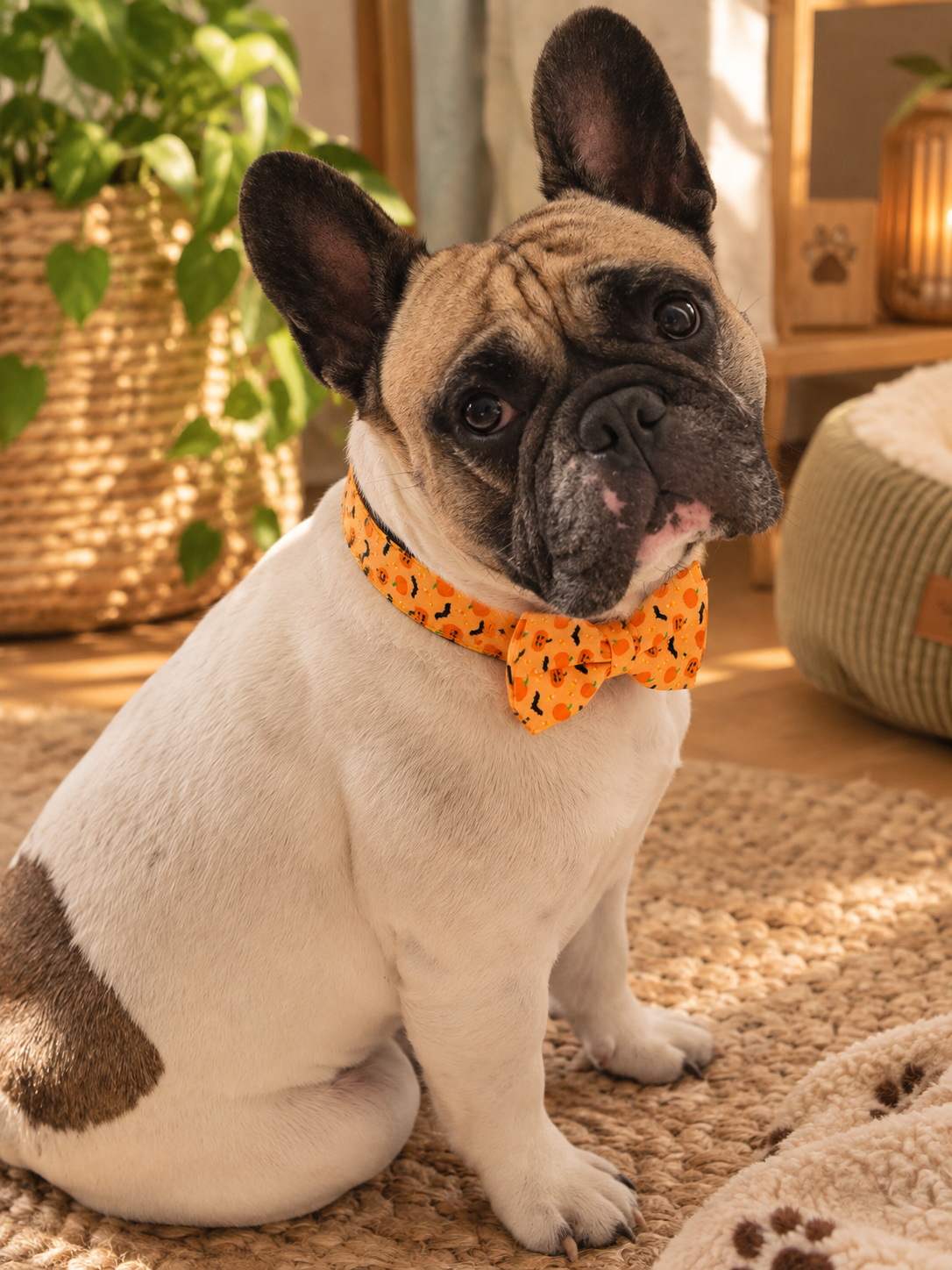 Collier Halloween Bouledogue Français avec Nœud Papillon – Pièce Unique